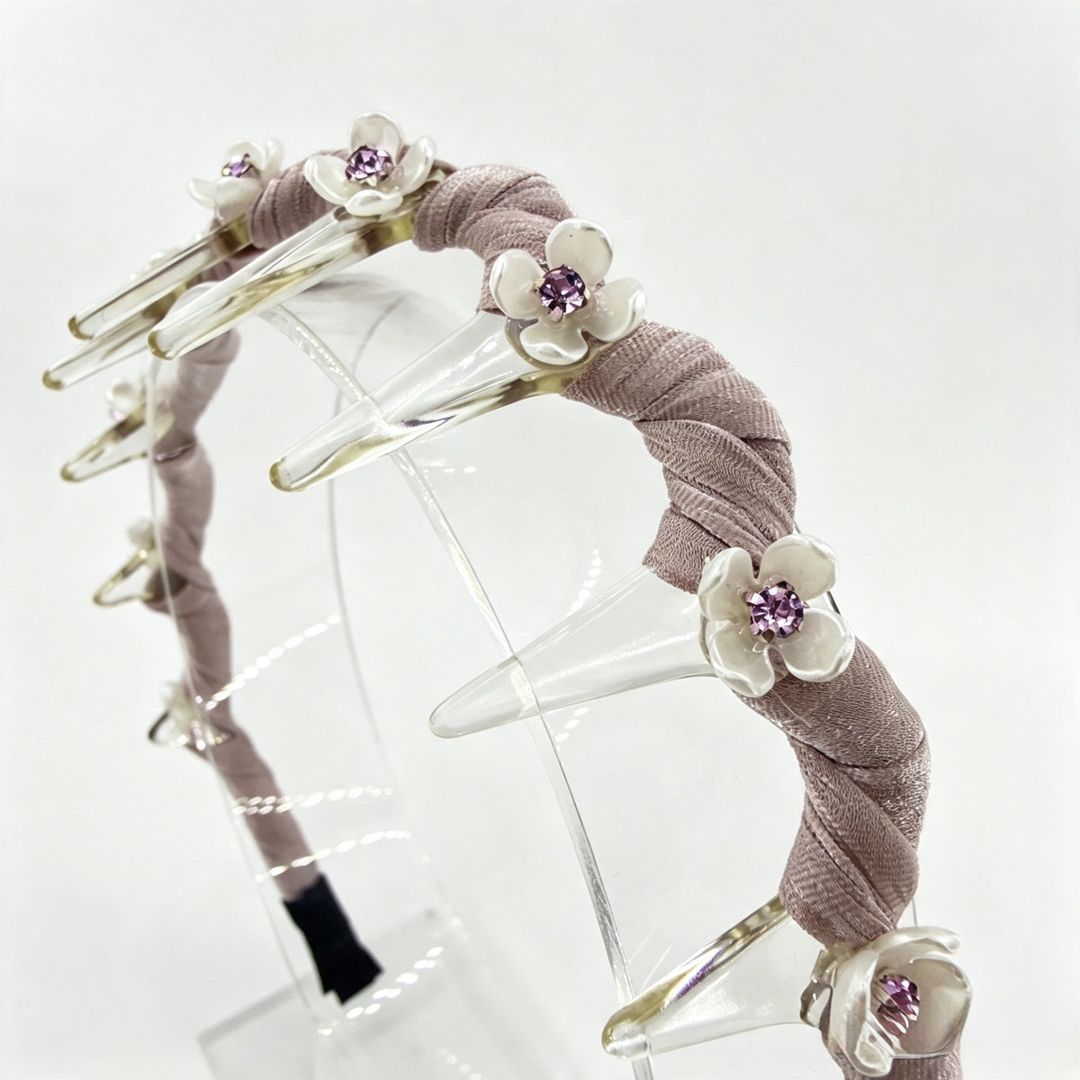 Pink Floral Rhinestone Non-Slip Headband