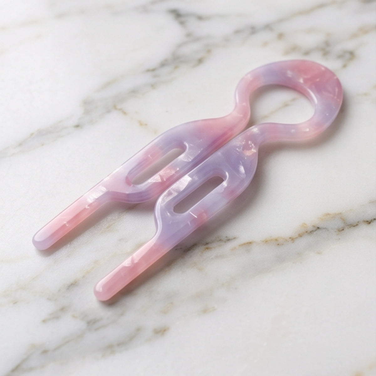 Pink-Purple Gradient Ring Double-Prong Acetate Hair Fork
