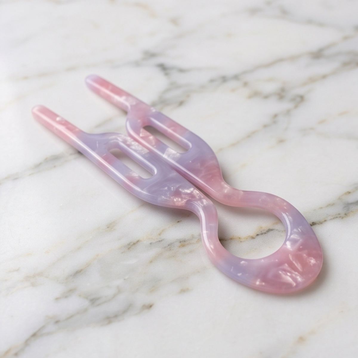 Pink-Purple Gradient Ring Double-Prong Acetate Hair Fork