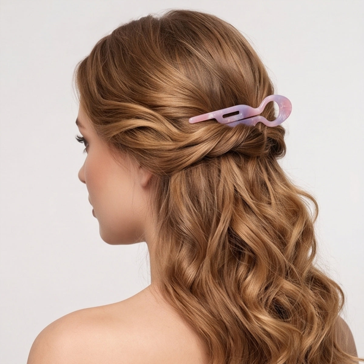 Pink-Purple Gradient Ring Double-Prong Acetate Hair Fork