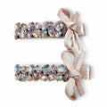 Pink Rhinestone Bow Alligator Hair Clips - Set of 2