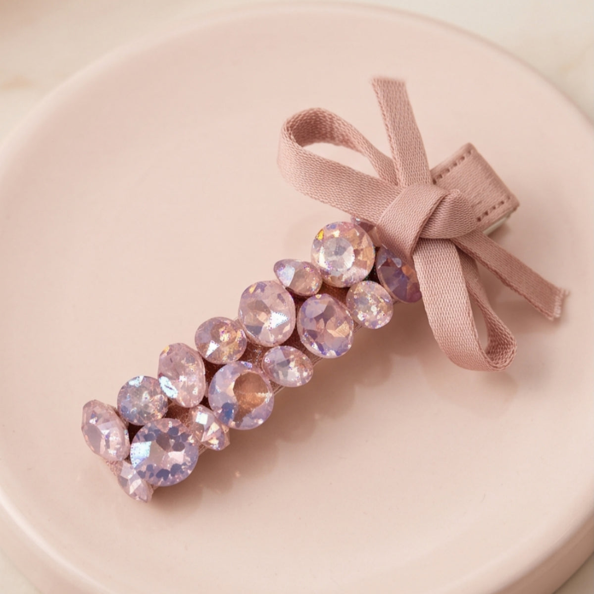 Pink Rhinestone Bow Alligator Hair Clips - Set of 2
