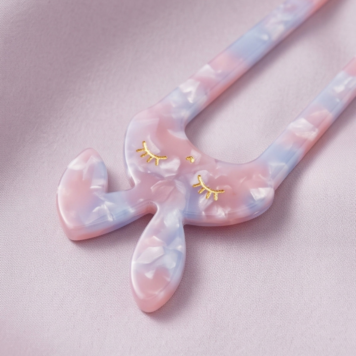 Powder Blue Bunny Ear U-Shaped Acetate Hair Fork