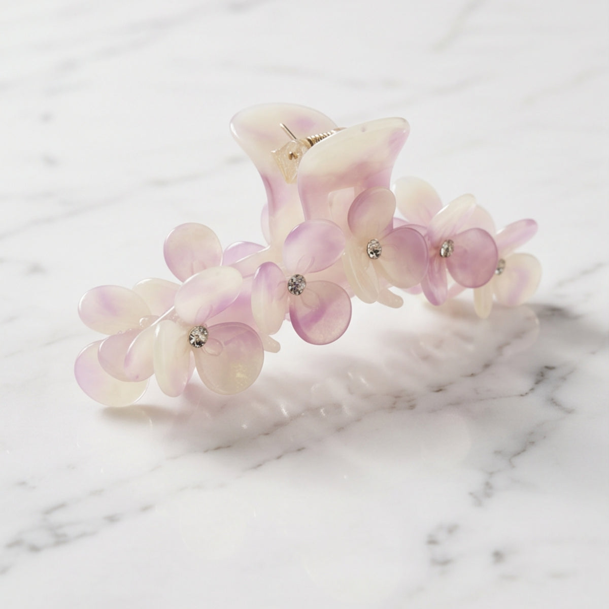 Purple Watercolor Floral Acetate Claw Clip