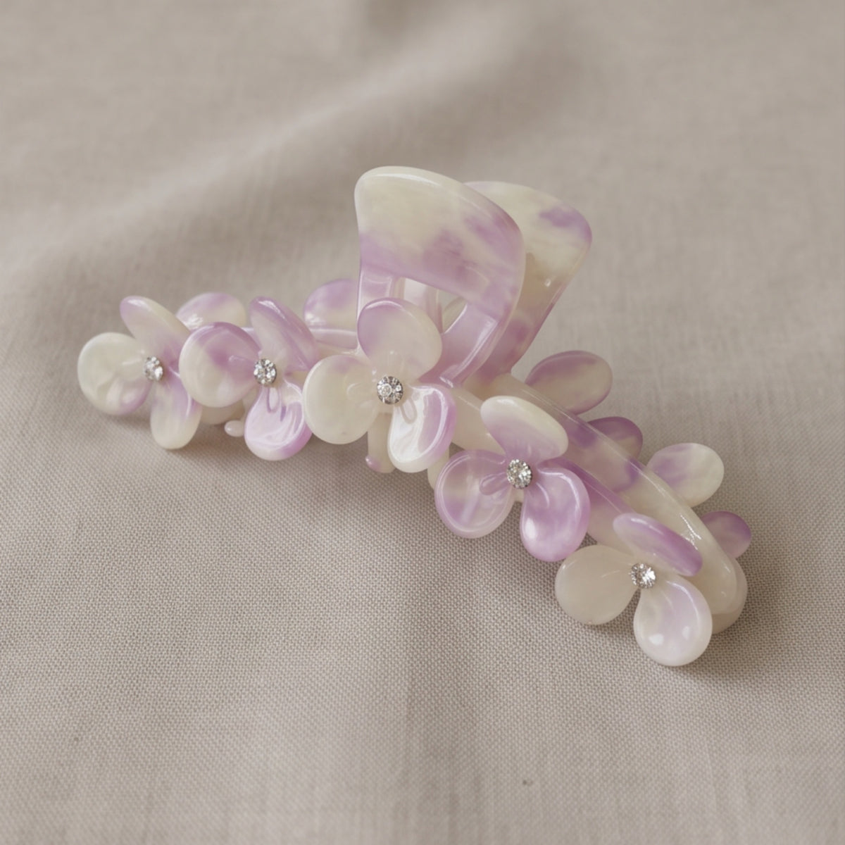 Purple Watercolor Floral Acetate Claw Clip