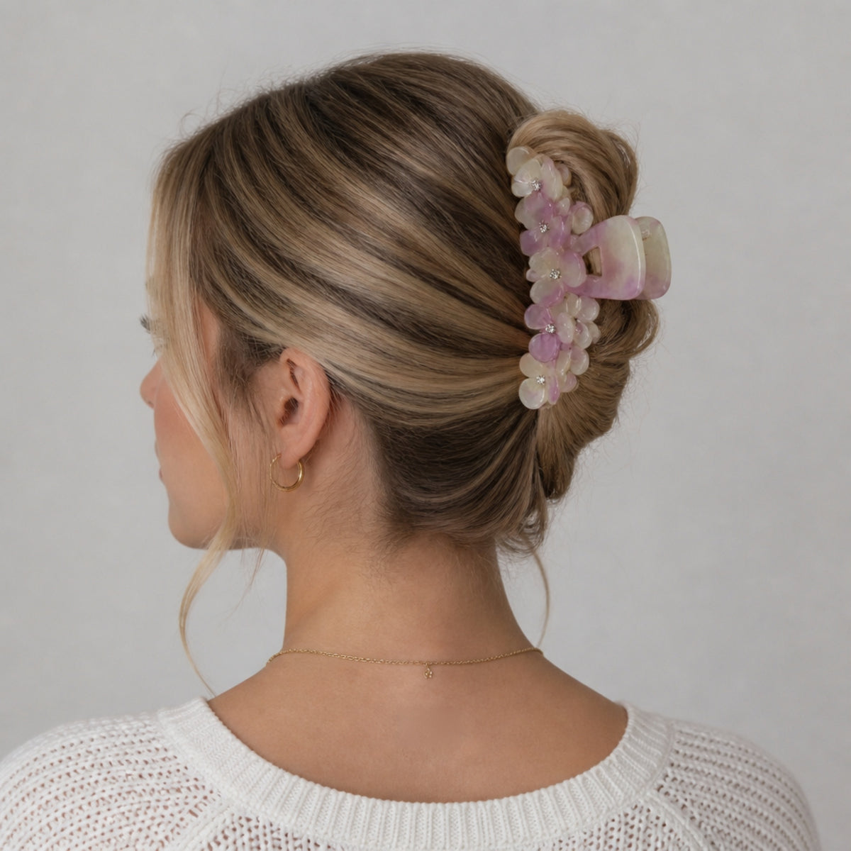 Purple Watercolor Floral Acetate Claw Clip
