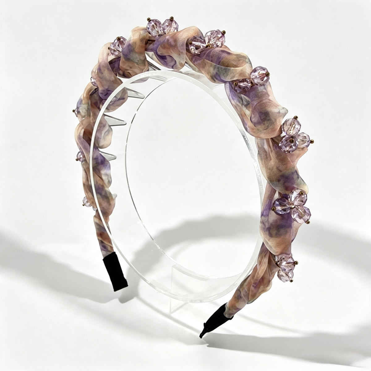 Purple Watercolor Organza Crystal Non-Slip Headband