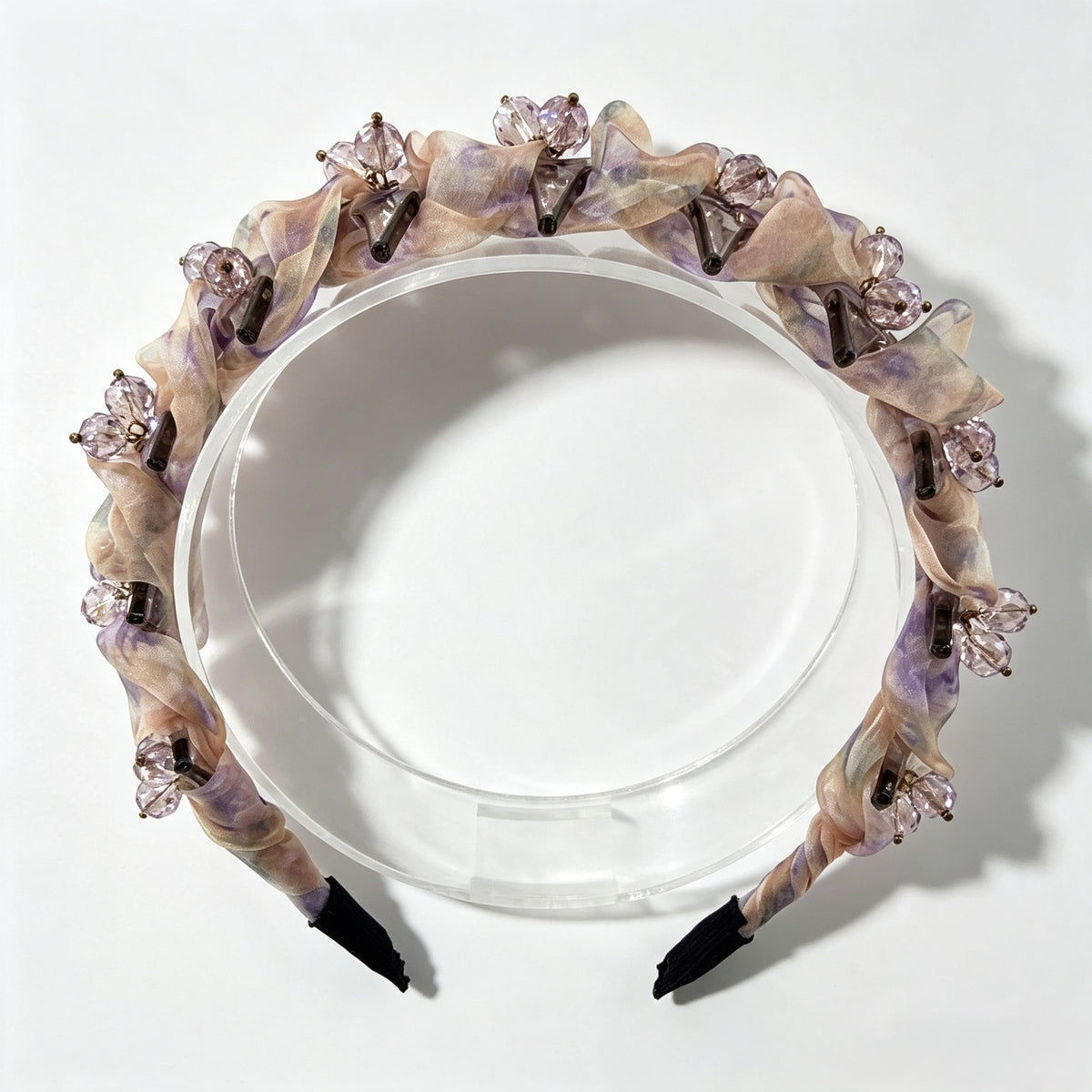 Purple Watercolor Organza Crystal Non-Slip Headband