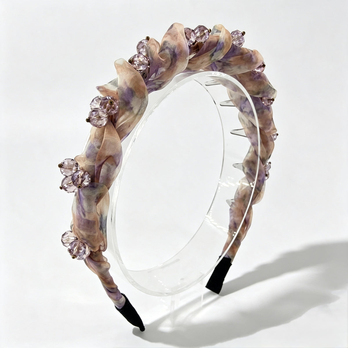 Purple Watercolor Organza Crystal Non-Slip Headband
