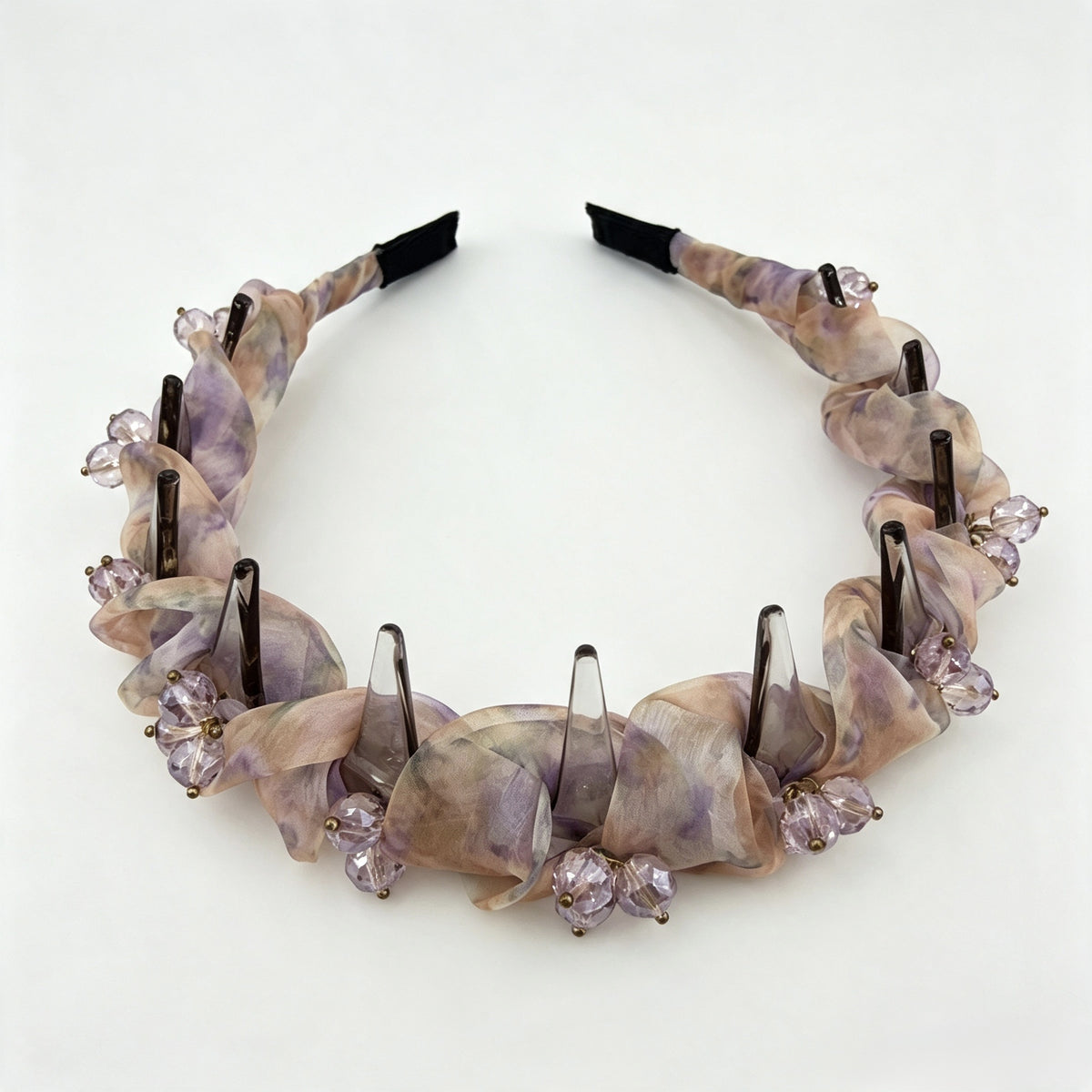 Purple Watercolor Organza Crystal Non-Slip Headband