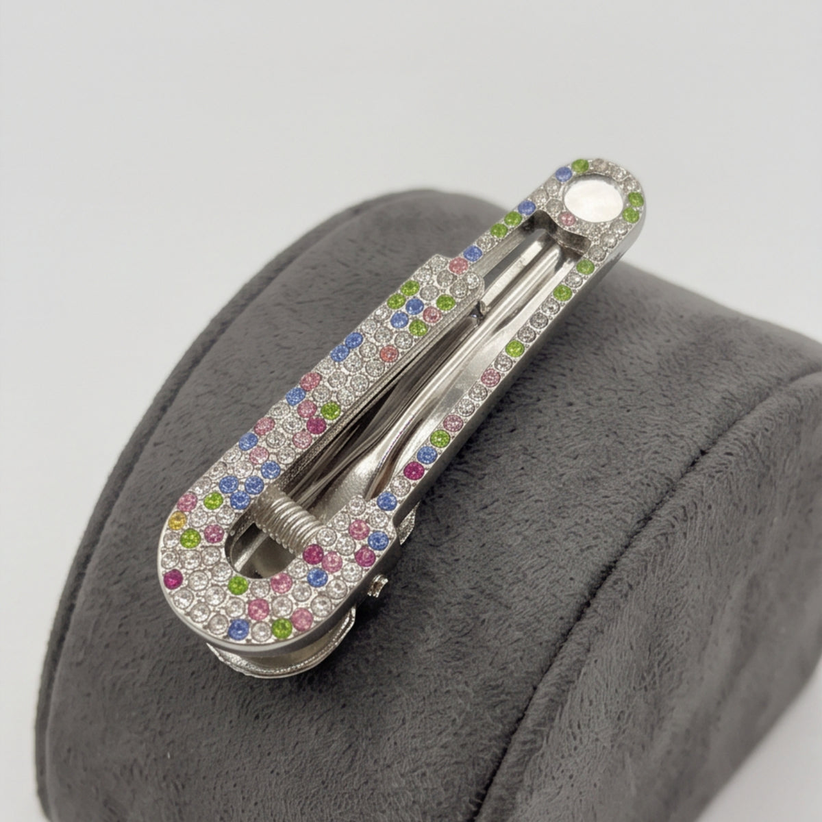 Rainbow Cubic Zirconia Paperclip Alligator Hair Clips - Set of 2