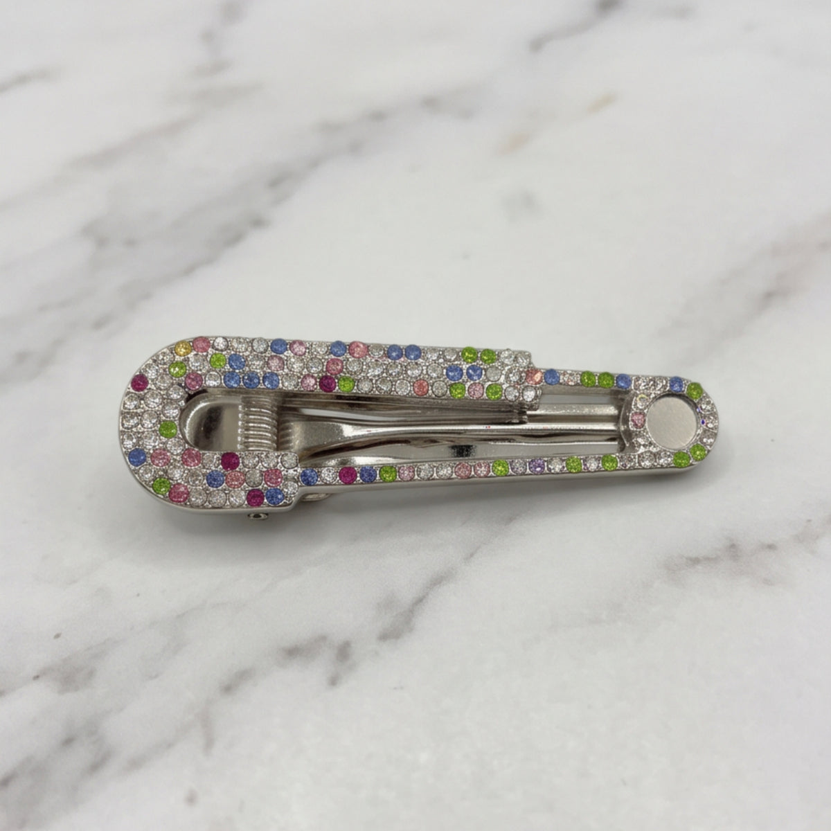 Rainbow Cubic Zirconia Paperclip Alligator Hair Clips - Set of 2
