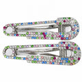 Rainbow Cubic Zirconia Paperclip Alligator Hair Clips - Set of 2