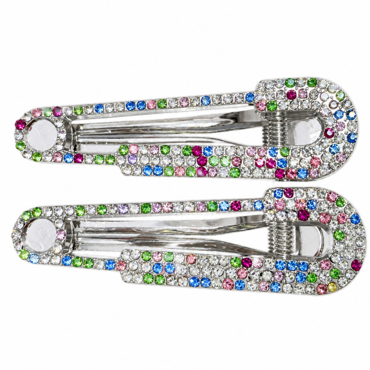 Rainbow Cubic Zirconia Paperclip Alligator Hair Clips - Set of 2