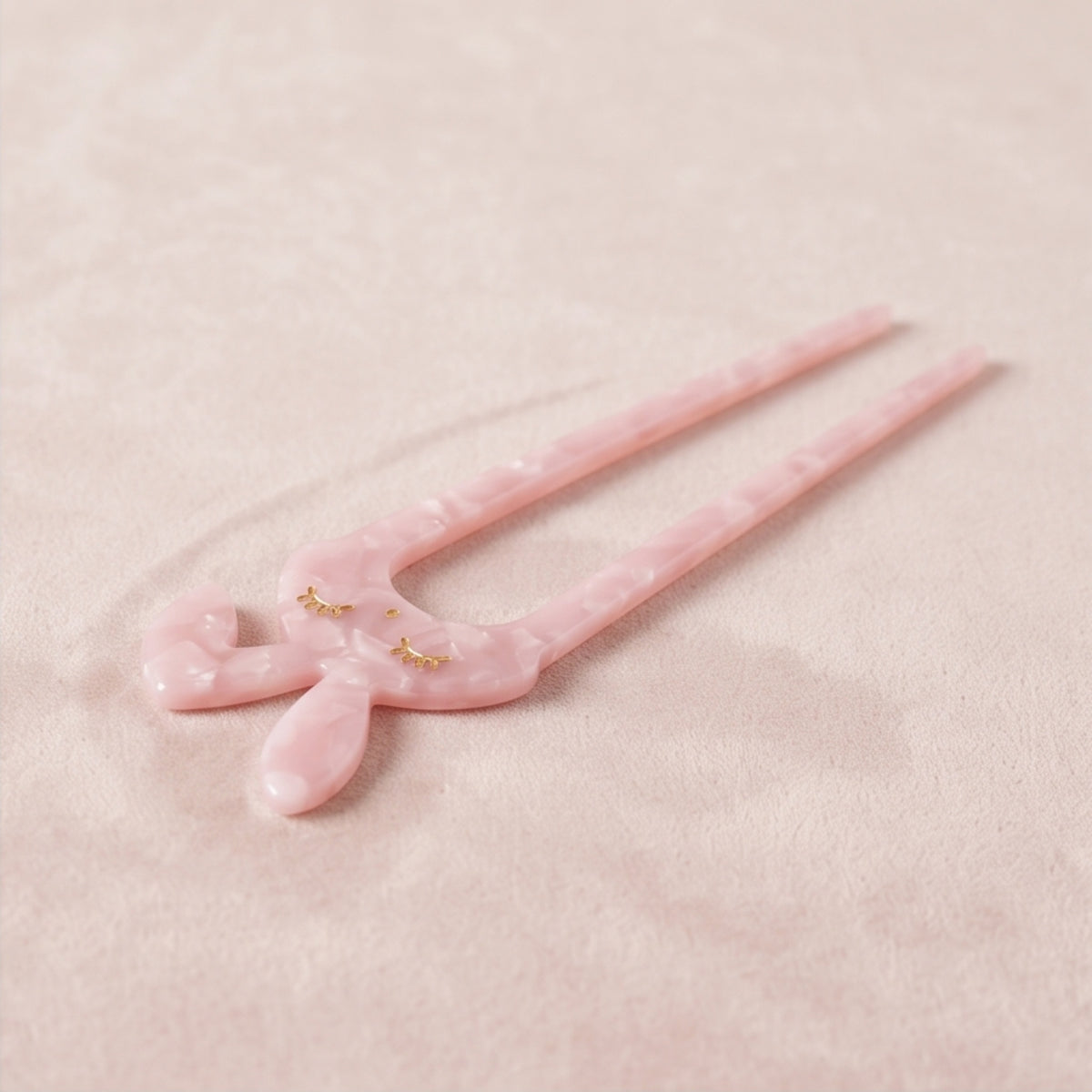 Sakura Pink Bunny Ear U-Shaped Acetate Hair Fork