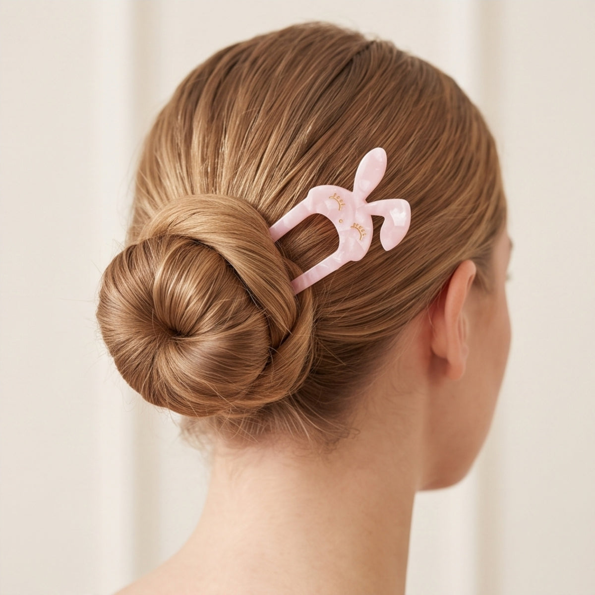 Sakura Pink Bunny Ear U-Shaped Acetate Hair Fork