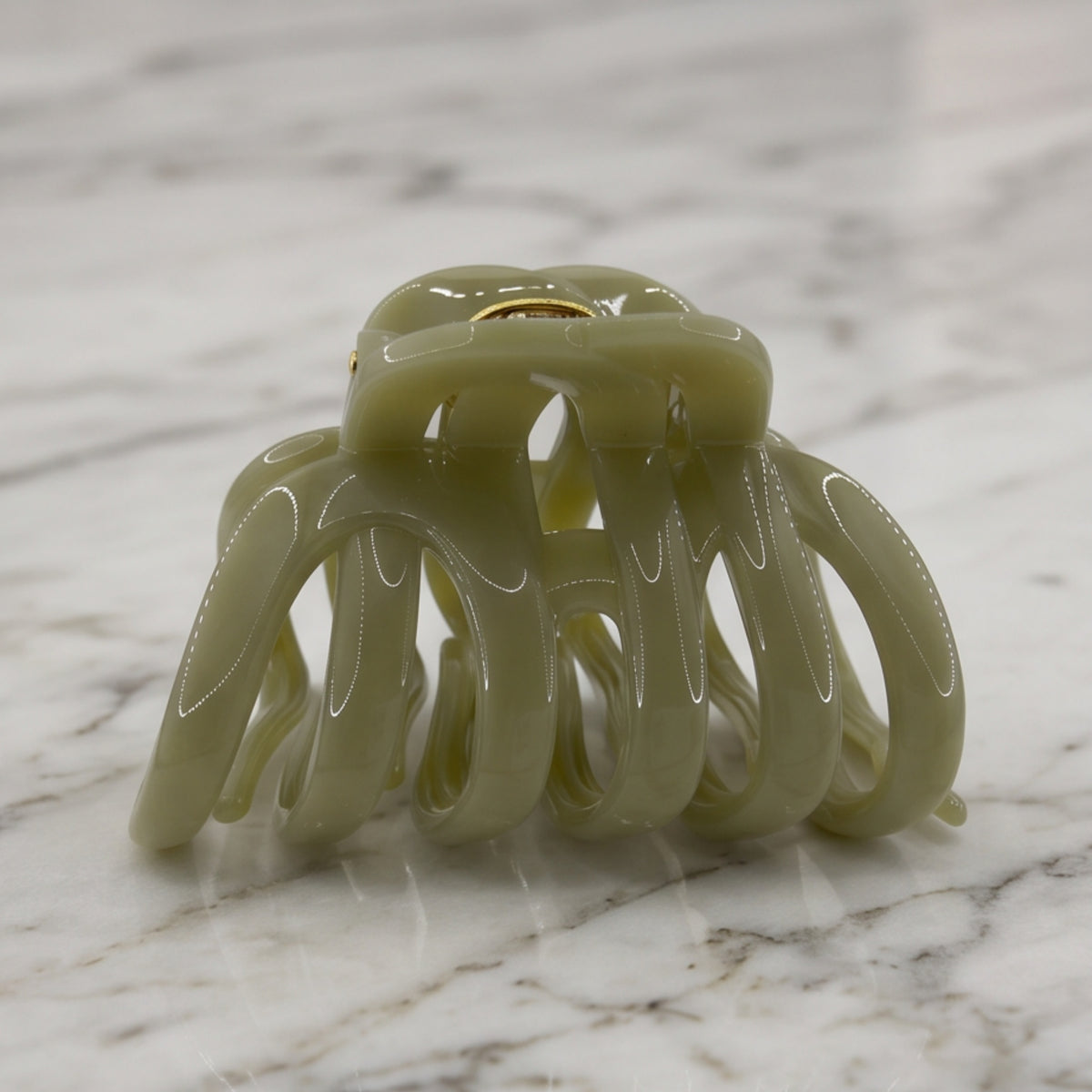 Semi-Transparent Olive Green Acetate Claw Clip