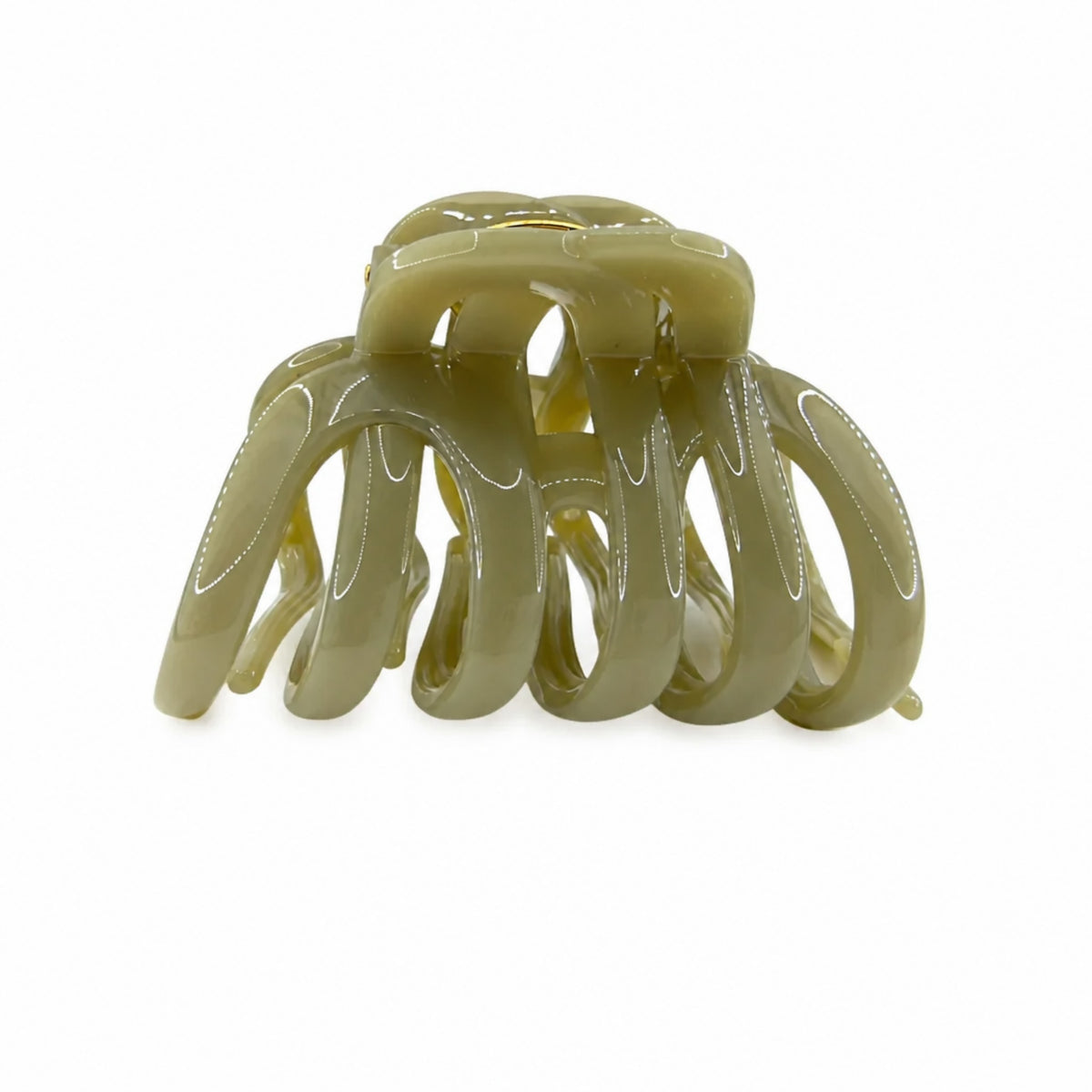 Semi-Transparent Olive Green Acetate Claw Clip