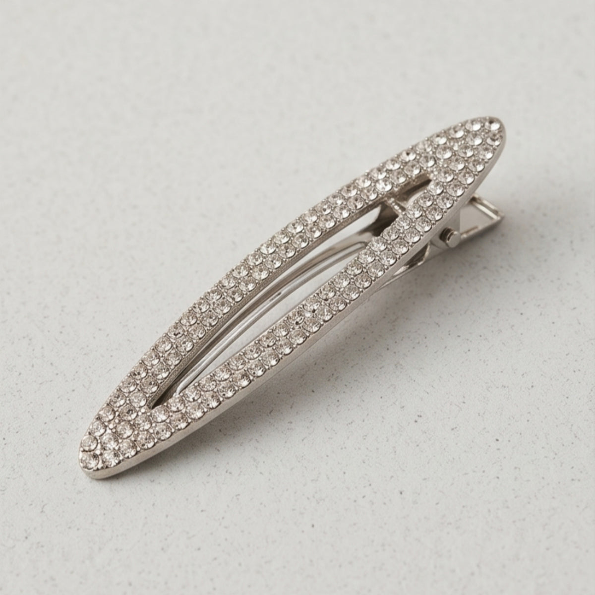 Silver Rhinestone Bar Alligator Hair Clips - Set of 2