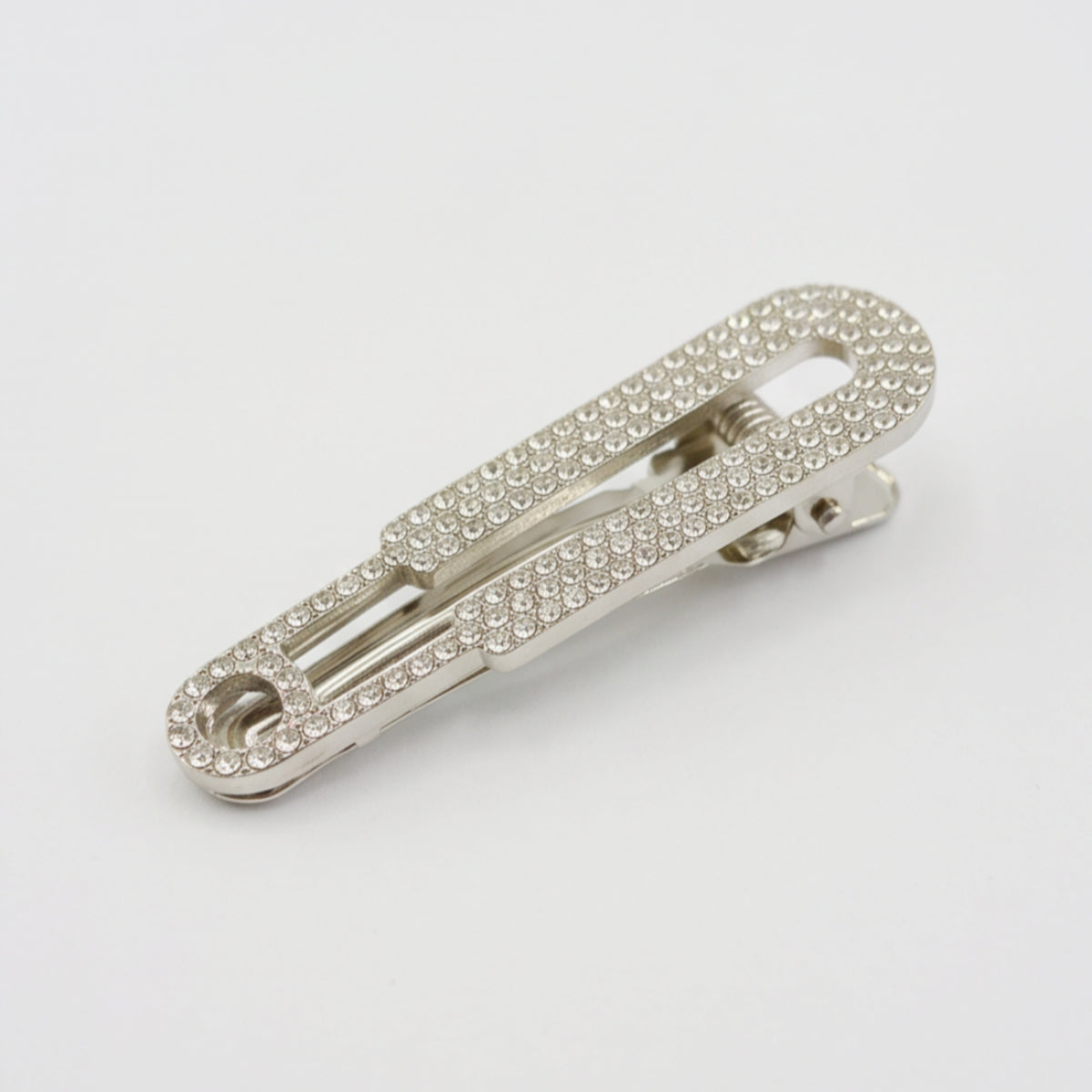 Silver Rhinestone Paperclip Alligator Hair Clips - Set of 2