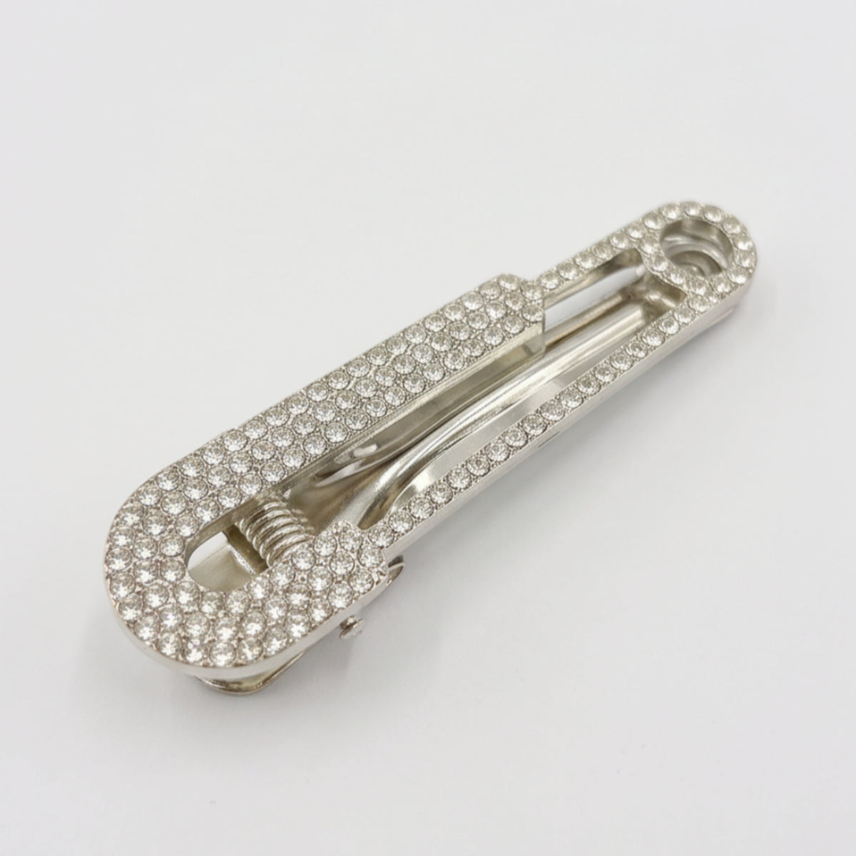 Silver Rhinestone Paperclip Alligator Hair Clips - Set of 2