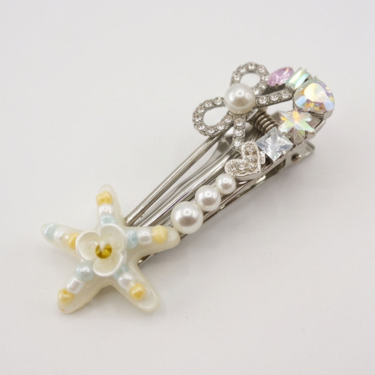 Starfish Pearl Crystal Alligator Hair Clip