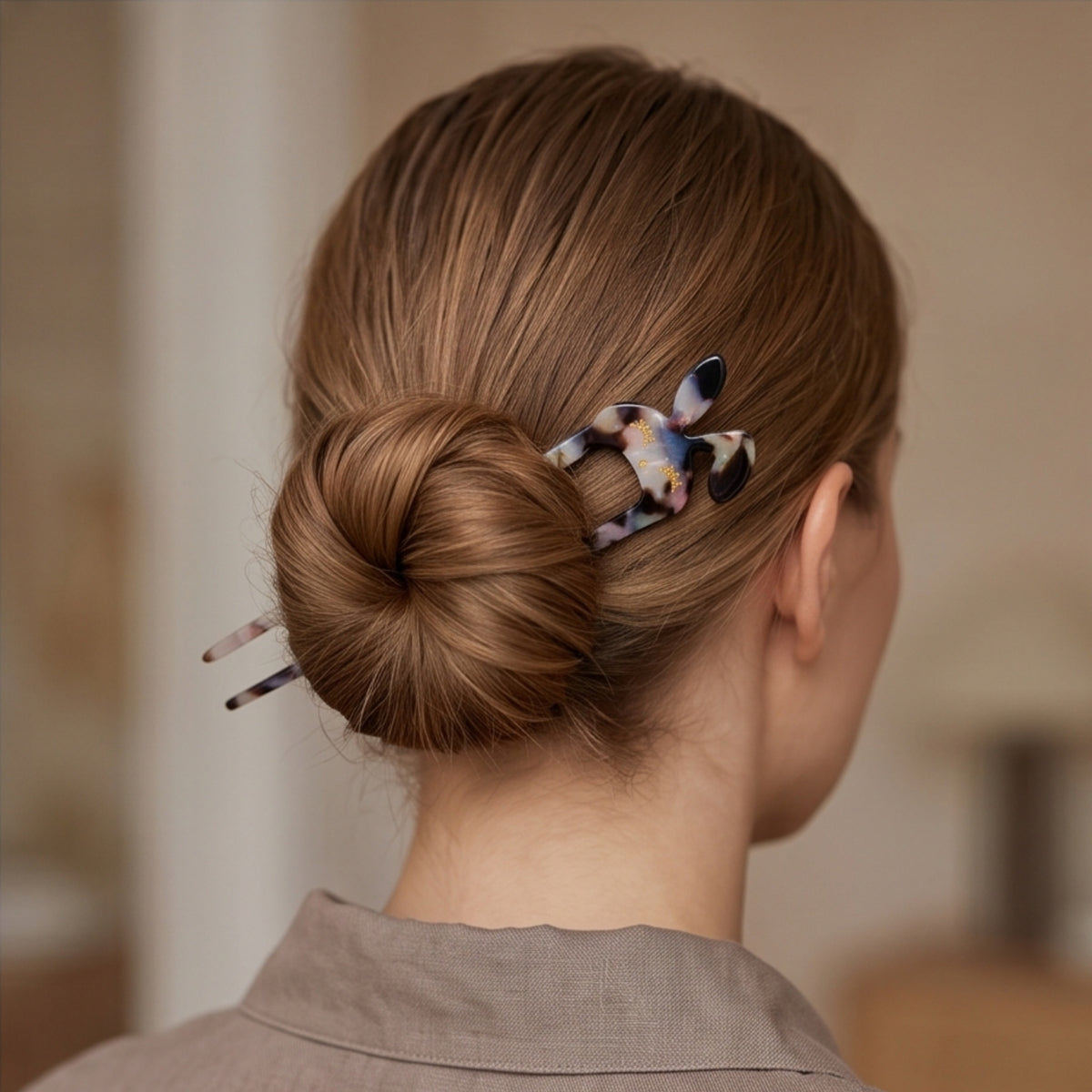 Starry Night Gold Star U-Shaped Acetate Hair Fork