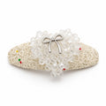 White Crystal Bow Beaded Snap Hair Clips Set of 2